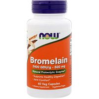 Now Foods Bromelain Бромелаин 500 мг. 60 растительных капсул 