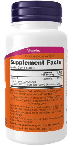 Now Foods Sun-E™ 400 Soy-Free (Витамин E, d-альфа-токоферол из подсолнечного масла, без сои) 268 мг. (400 IU) 120 мягких капсул фото 3