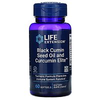 Life Extention Black Cumin Seed Oil and Curcumin Elite (Масло из семян черного тмина и куркумин) 60 капсул