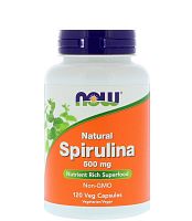 Now Foods Натуральная спирулина без ГМО (Natural Spirulina) 500 мг. 120 растительных капсул