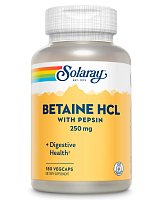 Solaray Betaine HCL with Pepsin (Бетаин гидрохлорид c пепсином) 250 мг. 180 растительных капсул