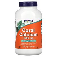 Now Foods Coral Calcium (Кальций из кораллов) 1000 мг. 250 растительных капсул