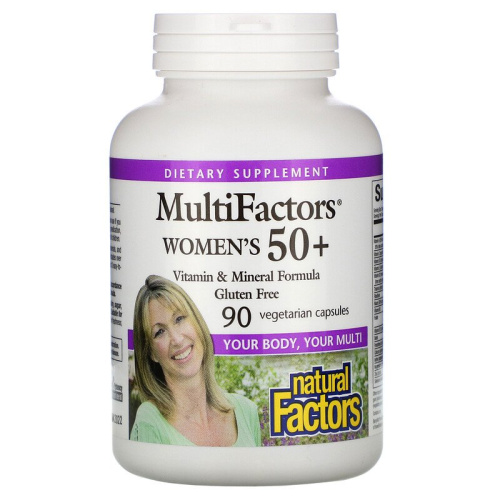 MultiFactors women's 50+ (Мультивитамины для женщин старше 50 лет) 90 вег капсул (Natural Factors)