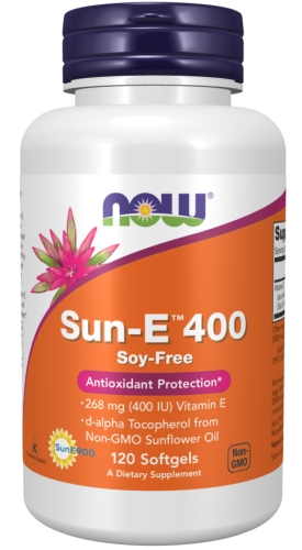 Now Foods Sun-E™ 400 Soy-Free (Витамин E, d-альфа-токоферол из подсолнечного масла, без сои) 268 мг. (400 IU) 120 мягких капсул