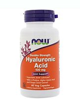Now Foods Hyaluronic Acid Гиалуроновая кислота двойной силы 100 мг. 60 растительных капсул