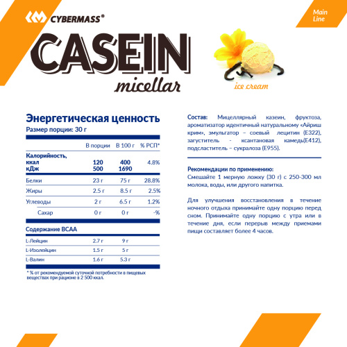 Протеин CyberMass Casein (Казеин) 908 гр. фото 2