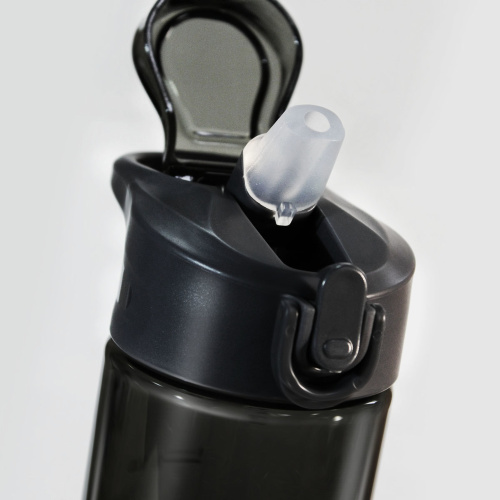 Бутылка для воды из тритана с трубочкой внутри 750 мл черно-серая (WB09-750-BF) (Be First) фото 2